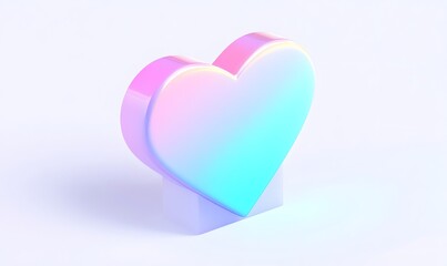 Obraz premium Holographic pastel heart icon on white background.