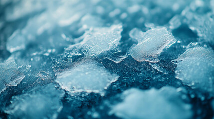 Obraz premium Close up view of ice fragments on a frozen surface during winter season