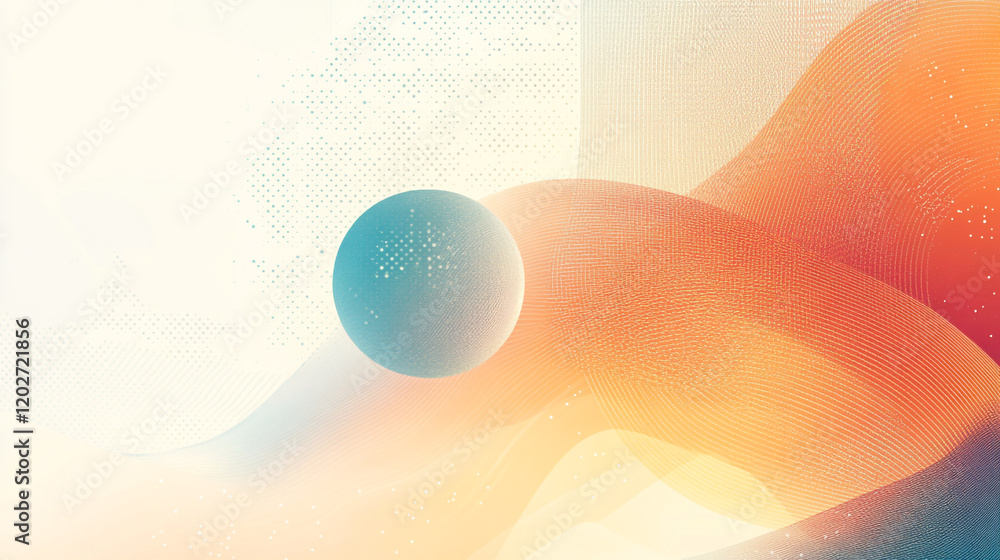 Poster colorful abstract design featuring a spherical shape in a dynamic background