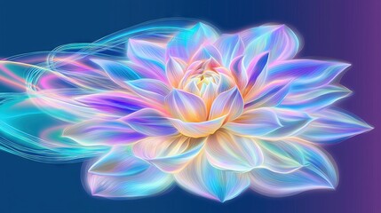 Obraz premium Digital artwork featuring a bloom on a blue and purple canvas with a pink core at its center