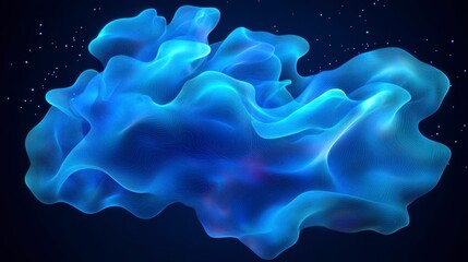 Abstract Blue Energy Flow Glowing Nebula Digital Art 3D Render
