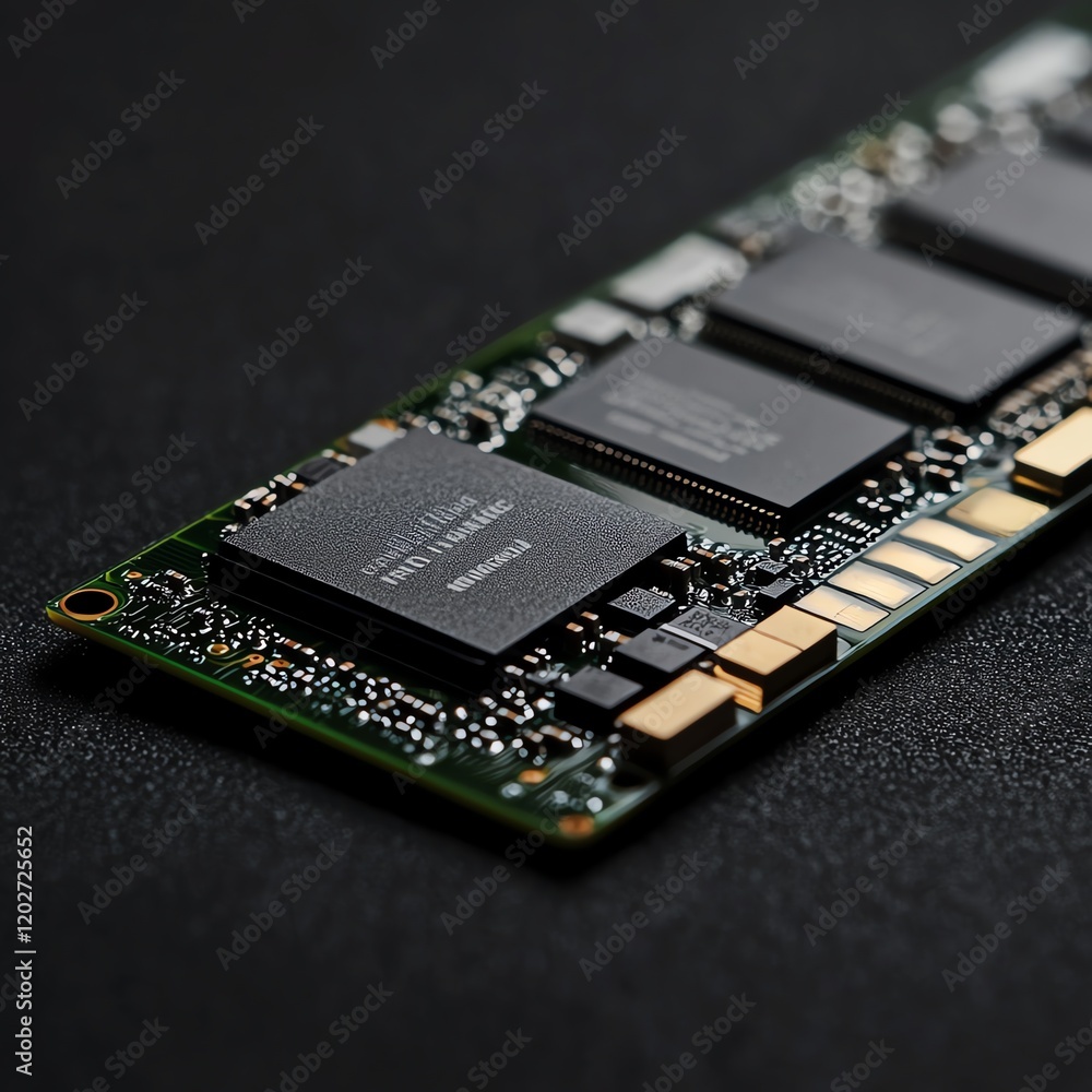 Poster detailed view of a computer circuit board showcasing advanced technology components for data process