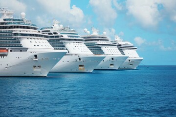 Cruise ships docked at harbor ocean view travel photography bright sky serene environment