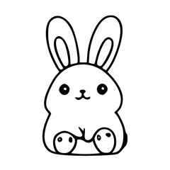 Obraz premium Cartoon of Rabbit, Black & White