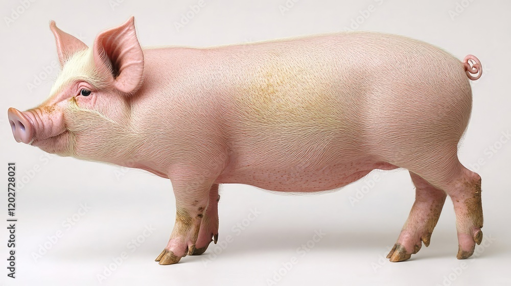 Poster isolated side view pigs on white background generative ai