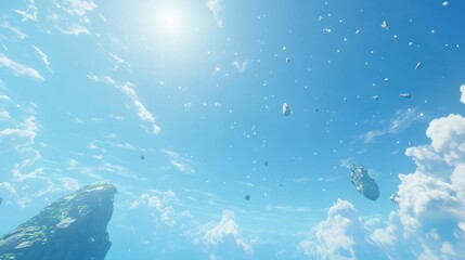 Celestial Rocks Falling From a Bright Sky