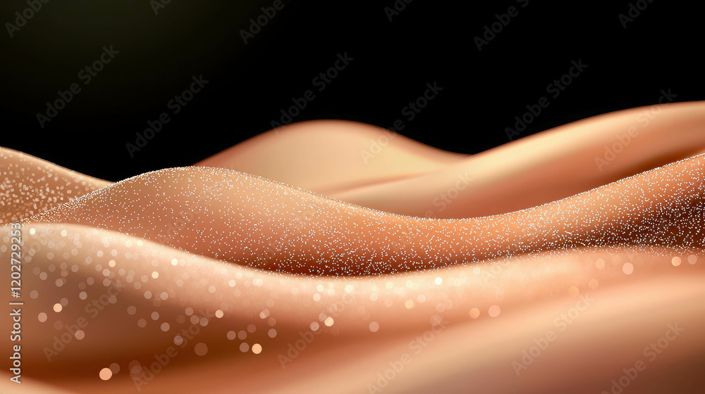 Poster subtle glowing waves of light in soft gradients with sparkling elements on smooth surface