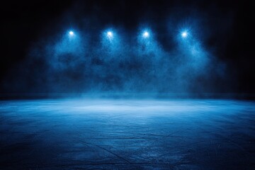 Obraz premium Moody blue ice rink with stage lighting. Ideal for winter sports, music, or performance themes.
