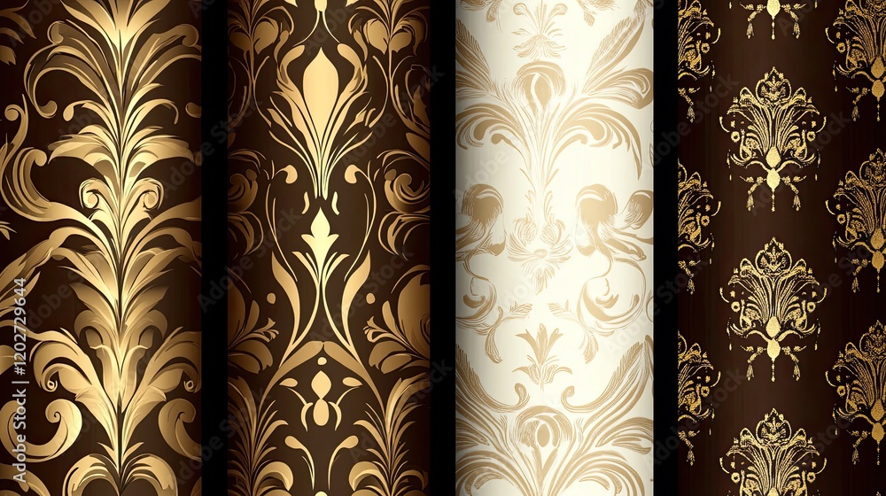 Poster unique art deco patterns on a white background generative ai