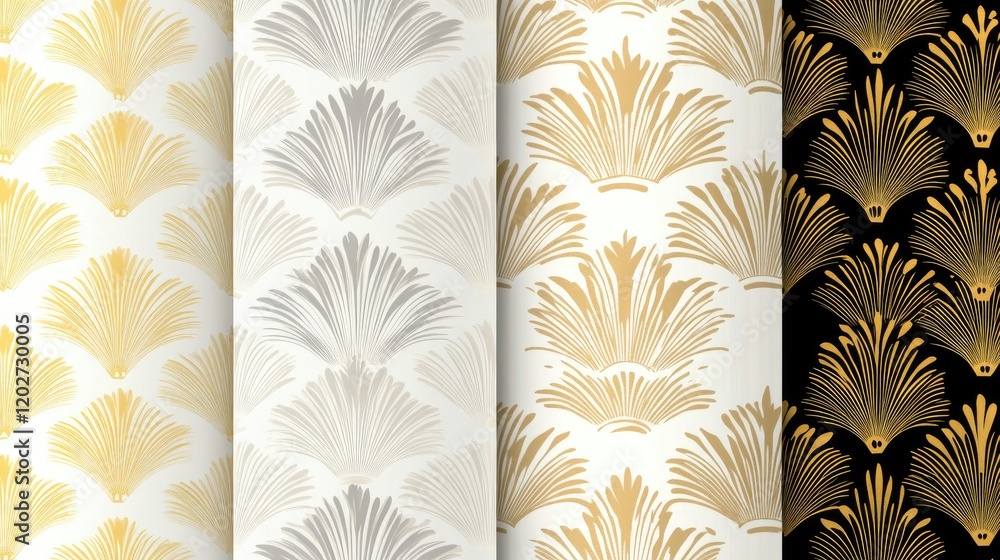 Aufkleber elegant art deco patterns on a white background generative ai