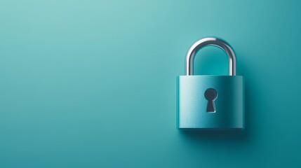 Naklejka premium Closed padlock on blue background, a symbol of security, privacy, and data protection