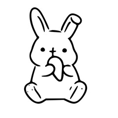 Obraz premium Cartoon of Rabbit, Black & White 
