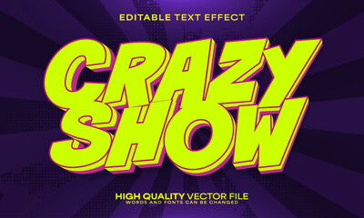 Crazy text effect, editable text effect and trippy 3d font style bold shadow show poster design