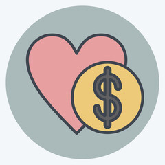 Icon Charity Donation. related to Savings symbol. color mate style. design editable