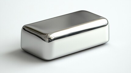 Polished metallic bar on a clean surface, reflecting light, minimalist aesthetic