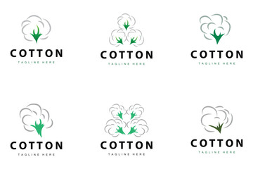cotton logo design flower soft cotton organic plant textile material clothing illustration template bundle set collection