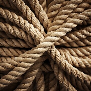 An image of manila hemp rope, a natural material made from the fibers of the abaca plant. It is strong and durable, and is often used for marine purposes, such as tying up boats and securing cargo.