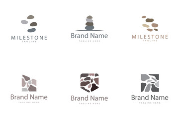 Stone Vector Logo, Stone Design Balance Milestone Vector Templet Symbol Illustration bundle set collection