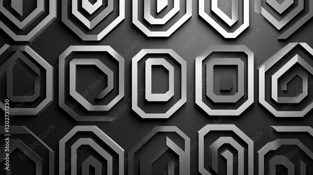 Poster unique geometric patterns create a modern art display on a wall