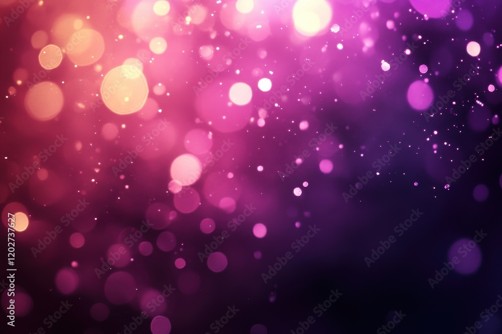 Poster abstract pink and purple bokeh background, glowing circles and sparkles create a magical, dreamy eff