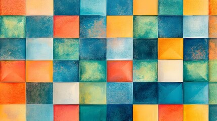 Abstract Colorful Square Tile Pattern Design