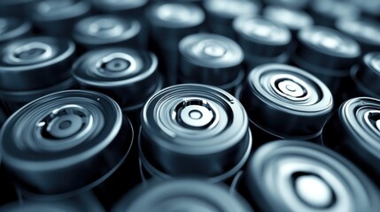A close-up view of numerous batteries arranged in a grid pattern.