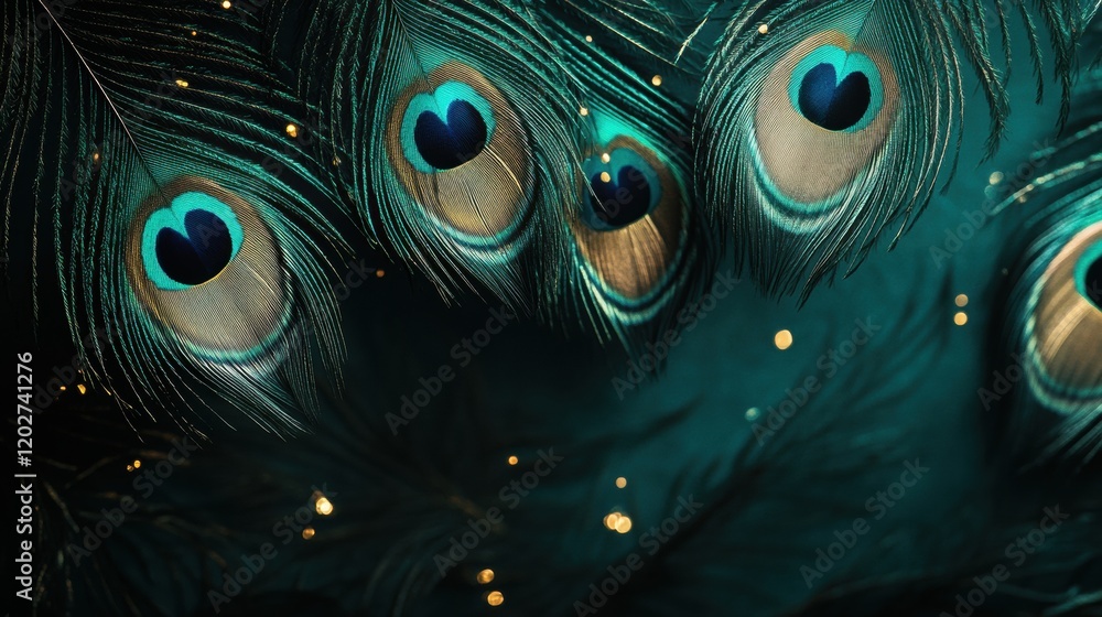 Leinwandbilder colorful peacock feathers display intricate patterns and shimmering details in a captivating natural