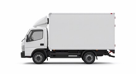 White small clean delivery truck ready for your design isolated on white background.
