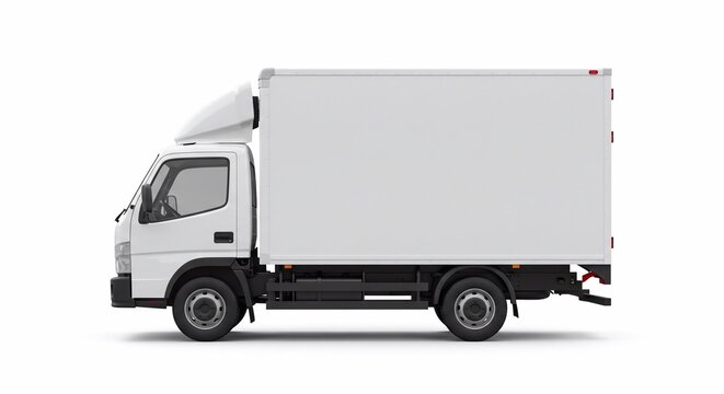 White small clean delivery truck ready for your design isolated on white background.

