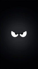 A simple, minimalist cartoon-style illustration of angry eyes glowing in the dark, designed for an iPhone wallpaper with high resolution and vector graphics.