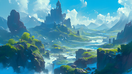 Fantasy world landscape