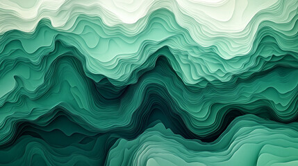 Abstract layers of green in wavy patterns create a soothing visual experience