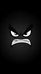 A simple, minimalist cartoon-style illustration of angry eyes glowing in the dark, designed for an iPhone wallpaper with high resolution and vector graphics.