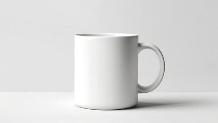 Fototapeta premium White mug, plain background, studio shot, mockup design