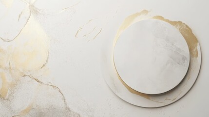 Elegant White and Gold Marble Texture Background with Circular Display Platform for Product Presentation