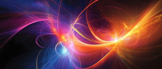 Obraz premium Abstract Glowing Energy Waves, Fluid Light Trails, Colorful Background