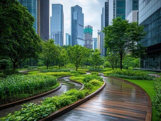A small urban park with phytoremediation zones