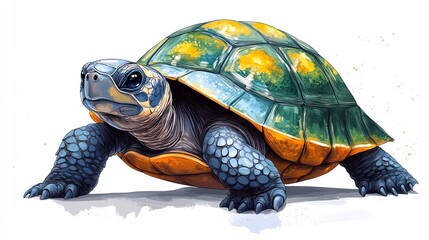 Obraz premium Colorful turtle illustration showcasing its vibrant shell and intricate details