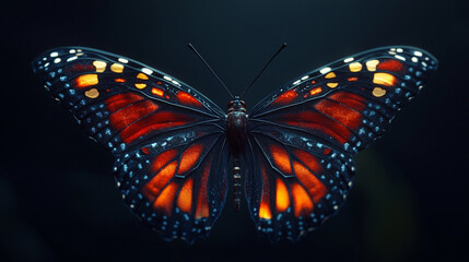 Fototapeta premium Majestic butterfly displaying vibrant colors in a natural setting during twilight
