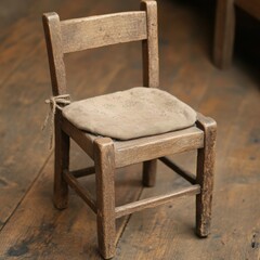 Charming Rustic Wooden Chair Cozy Interior Furniture Warm Atmosphere Close-Up View Vintage Aesthetic Inspired by Simplicity