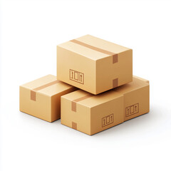 cardboard boxes on white background