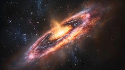 Fototapeta premium A Fiery Spiral Galaxy in Deep Space