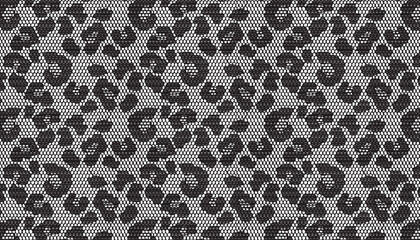Black Leopard Print Lace Fabric