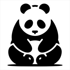 Minimal panda silhouette vector. Bear vector icon. Panda silhouette icon on a white background.