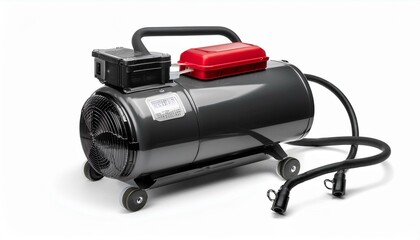 Fototapeta premium Powerful portable air blower with wheels and a red top.