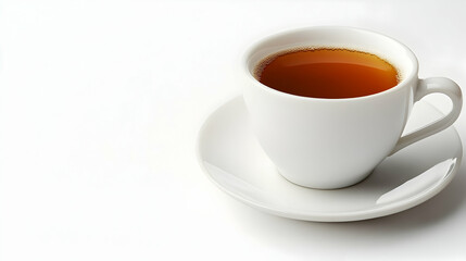 Fototapeta premium Cup of Tea on White Background, saucer, hot, drink, beverage, caffeine