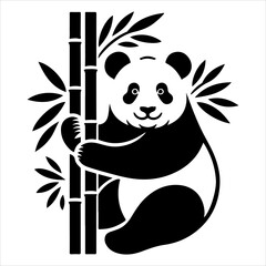 Minimal panda silhouette vector. Bear vector icon. Panda silhouette icon on a white background.