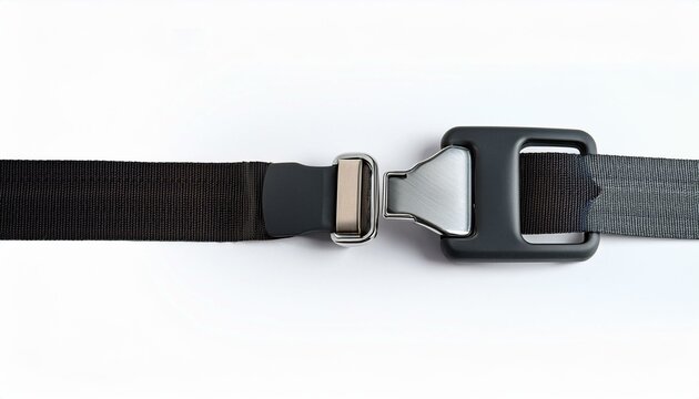 Close-up of an unbuckled black seatbelt.