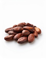 Obraz premium A pile of cocoa beans on a white background.