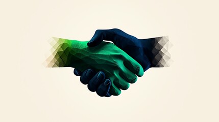 Abstract handshake, agreement, partnership, collaboration, future, digital art, neutral background, website banner